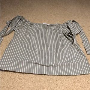 green and white striped top